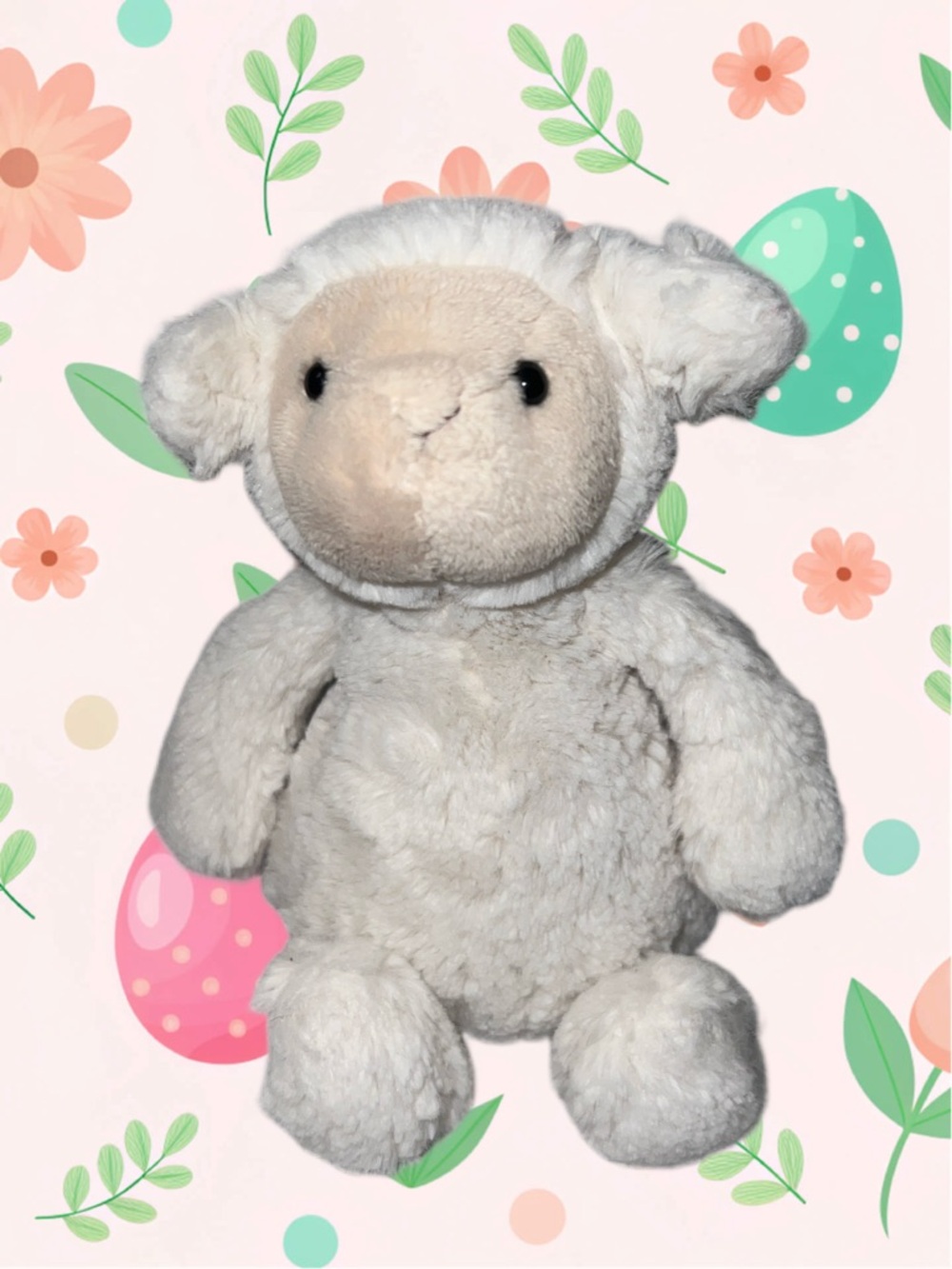 Jellycat Small Bashful Lamb Plush White Stuffed Animal Tan Face  8"
